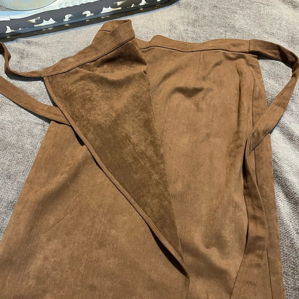 Lulus Light Brown Suede Wrap Skirt - Size Medium